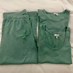 LAKE Pajamas - Pointelle Pants Bundle, Size Small, Boxwood Green